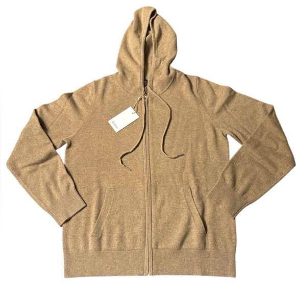 Quince women's Mongolian Cashmere Full Zip Hoodie Teak brown soft Size M NWT - Picture 3 of 6